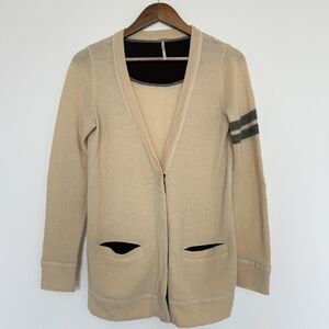 Free People Sweater Womens Small Beige Cardigan Snap Front Longline Wool Alpaca